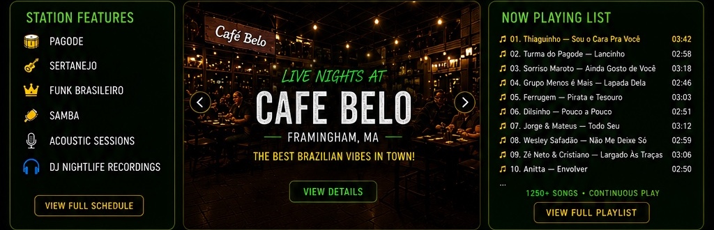 Station features, Cafe Belo and Now Playing List